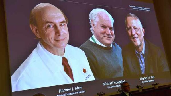 2020 Nobel Prize in Medicine for Americans Harvey J Alter and Charles M Rice and Briton Michael Houghton, Sweden's Karolinska Institute announced (Twitter)