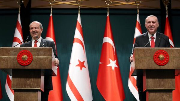 Turkish President Tayyip Erdogan meets leader Ersin Tatar (Twitter)