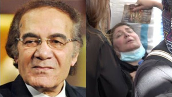 انهيار سهير رمزي في جنازة الراحل محمود ياسين