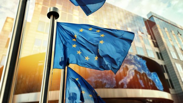 EU flags waving in front of European Parliament building. Brussels, Belgium  (Shutterstock)