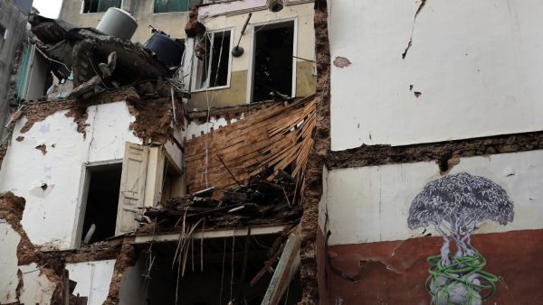 This picture shows a view of a building damaged by the August 4 port blast, in the Lebanese capital Beirut's Gemayzeh neighbourhood on November 5, 2020. AFP