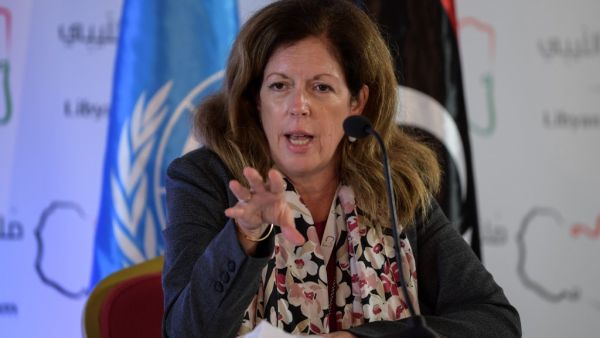 UN acting envoy to Libya Stephanie Williams speaks during a press conference in the Tunisian capital Tunis on November 11, 2020, following 2 days of talks, hosted by the UN on the Libyan conflict. The delegates "reached a preliminary roadmap for ending the transitional period and organising free, fair, inclusive and credible presidential and parliamentary elections," Williams told journalists. After years of conflict sparked by a 2011 NATO-backed uprising, Libya has two rival administrations backed by vario