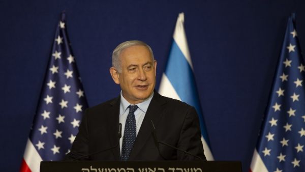 Israeli Prime Minister Benjamin Netanyahu speaks next to US Secretary of State during a joint statement after meeting in Jerusalem on November 19, 2020. Maya Alleruzzo / POOL / AFP