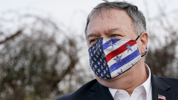 US Secretary of State Mike Pompeo takes part in a security briefing on Mount Bental in the Israeli-annexed Golan Heights, near Merom Golan on the border with Syria, on November 19, 2020. US Secretary of State Mike Pompeo became the first top American diplomat to visit a West Bank Jewish settlement and the Golan Heights, cementing Donald Trump's strongly pro-Israel legacy. Patrick Semansky / POOL / AFP