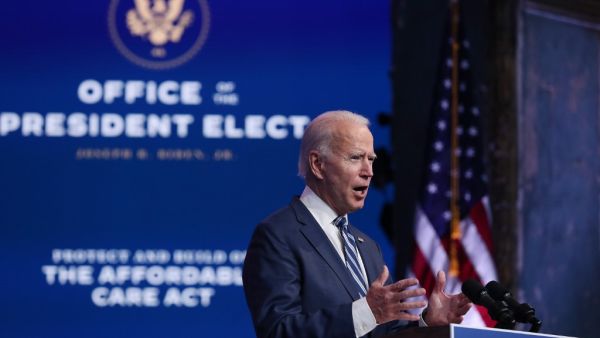U.S. President-elect Joe Biden addresses the media about the Trump Administration’s lawsuit to overturn the Affordable Care Act on November 10, 2020 at the Queen Theater in Wilmington, Delaware. (AFP/File)