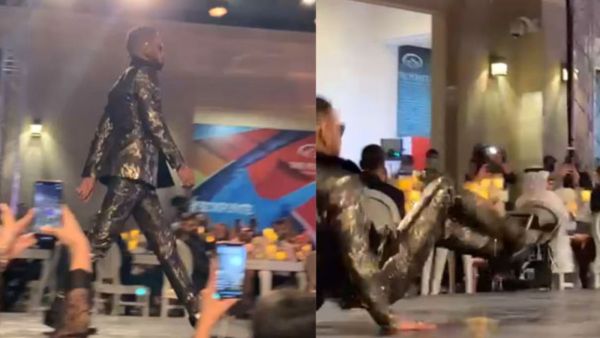 Ouch! Mohamed Ramadan Falls Hard on Stage During DIAFA Festival in Dubai (Video)