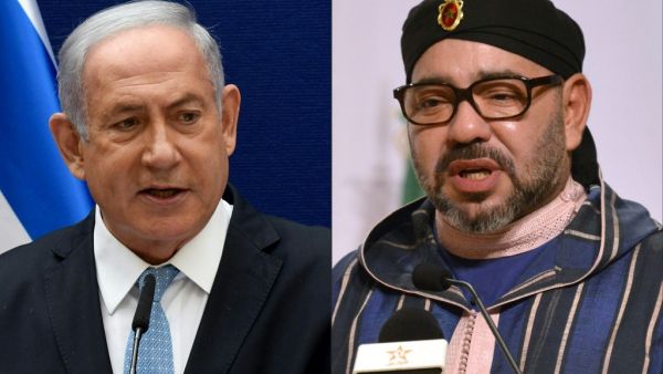 This combination of file pictures created on December 11, 2020 shows Israeli Prime Minister Benjamin Netanyahu speaking during a press conference, on August 30, 2020 and Morocco's King Mohammed VI speaking during a summit on the Congo River in Brazzaville on April 29, 2018. Morocco confirmed on December 10, 2020 it would resume diplomatic relations with Israel "with minimal delay" and lauded as "historic" a decision by Washington to recognise Moroccan sovereignty over the disputed Western Sahara region. DEB
