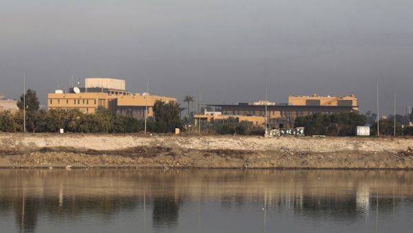 This file photo taken on January 3, 2020 shows a general view of the US embassy across the Tigris river in Iraq's capital Baghdad. A volley of rockets exploded near the US embassy in Baghdad on December 20, 2020, as tensions mount ahead of the anniversary of the US killing of top Iranian general Qasem Soleimani.  AHMAD AL-RUBAYE / AFP