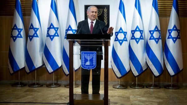 Israeli Prime Minister Benjamin Netanyahu delivers a speech at the Knesset (Israeli Parliament) in Jerusalem on December 22, 2020. Yonathan SINDEL / POOL / AFP