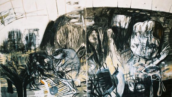 Black Rain 1, 3 x 5 metres, mixed media on canvas by Yousif Nasser (yousifnaser.com)