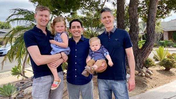 Ian Jenkins (right) from San Diego is in relationship with two other men - Alan Mayfield (centre) and Jeremy Allen Hodges (right). They have 2 children, Piper, 3, and Parker, 14-months, together (Facebook)