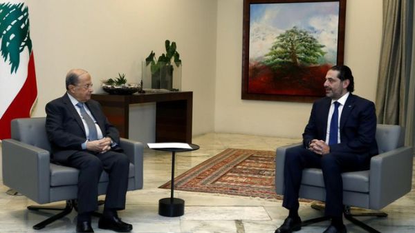 Prime Minister-designate Saad Hariri and President Michel Aoun. (Twitter)