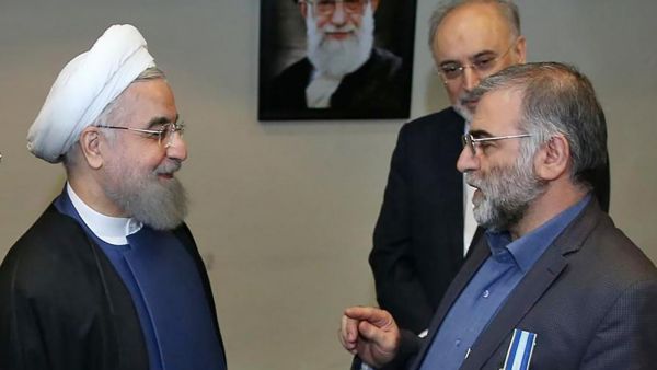  Iran's President Hassan Rouhani (L) with nuclear scientist Mohsen Fakhrizadeh (R) in Tehran (AFP)