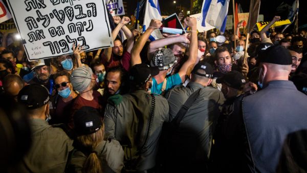 مظاهرة ضد رئيس الحكومة الاسرائيلية بنيامين نتنياهو