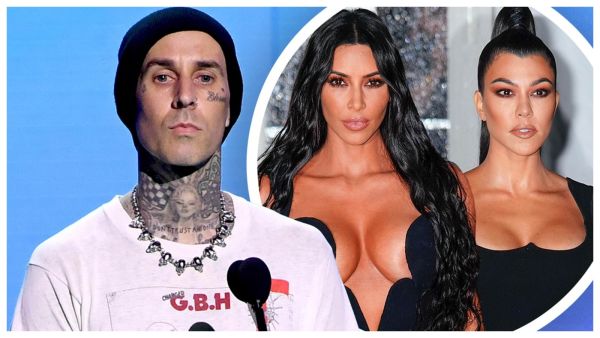 كيم كارداشيان وكورتني كارداشيان وترافيس باركير