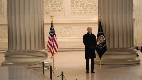 U.S. President Joe Biden participates in a televised ceremony at the Lincoln Memorial on January 20, 2021 in Washington, DC. Biden was sworn in today as the 46th president. Joshua Roberts-Pool/Getty Images/AFP POOL / GETTY IMAGES NORTH AMERICA / Getty Images via AFP