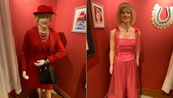 A wax museum in Brazil has been mocked for displaying some very strange statues of celebrities, including a  an 'offensive' Princess Diana (left) and an bizarre statue of the Queen (right). (Arlindo Armacollo)