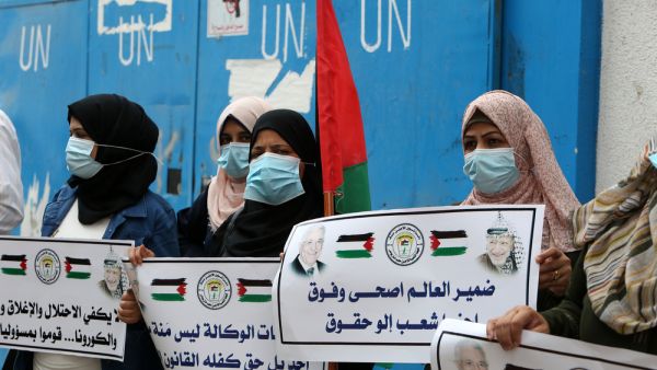 Palestinians attend a rally to protest the reduction of the food basket provided by the UN Relief and Works Agency for Palestine Refugees in the Near East (UNRWA) in Gaza Strip, on Oct 18, 2020. (Shutterstock/ File Photo)