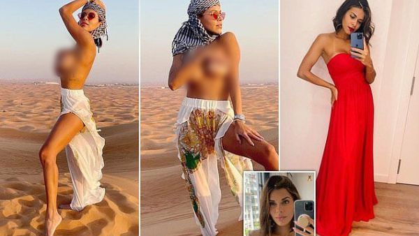 Instagram  Luana, who was wearing only white cut-out trousers and a headscarf, claims she didn't 'mean to embarrass anyone' and covered her breasts with her hands to avoid causing offence
