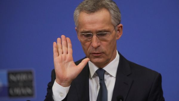 NATO Secretary General Jens Stoltenberg gives a press conference ahead of a Nato Defense minister council at the Alliance headquarters in Brussels, on February 15, 2021. Nato Defense minister will gather on a video Conference on February 17 and February 18 2021. Olivier HOSLET / POOL / AFP