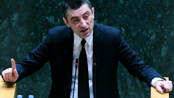 In this file photo taken on September 08, 2019 New Georgian Prime Minister Giorgi Gakharia speaks at the Parliament in Tbilisi as he faces a confidence vote. Georgian PM Giorgi Gakharia announced on February 18, 2021 his resignation over "disagreement" with the ruling party over plans to enforce court decision to arrest a top opposition leader. Vano SHLAMOV / AFP