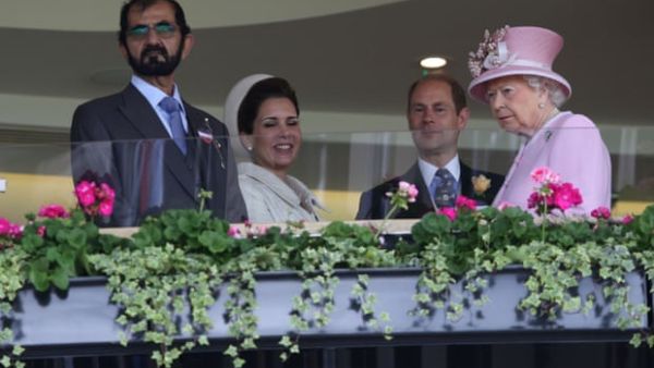 The Queen and Prince Edward greet Sheikh Mohammed and Princess Haya at Royal Ascot in 2016. Photograph: Justin Tallis/AFP via Getty Images