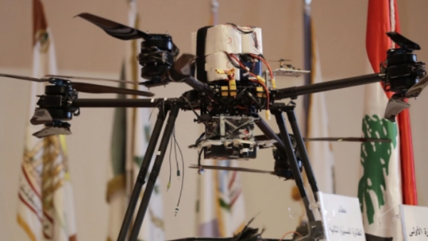 In this file photo from September 19, 2019, Lebanon's defence ministry displays an alleged Israeli drone that was captured by Lebanese forces after falling in a southern Beirut suburb [Joesph Eid/AFP]