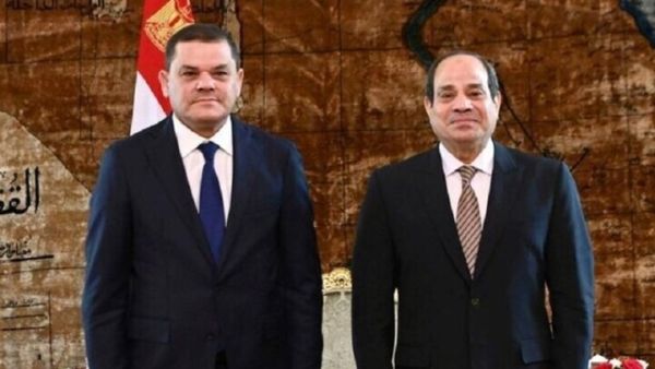  الرئيس المصري عبد الفتاح السيسي، ورئيس الحكومة الليبية الجديدة عبد الحميد الدبيبة