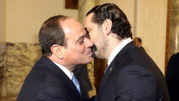 El-Sisi (L) Hariri (AFP File Photo)