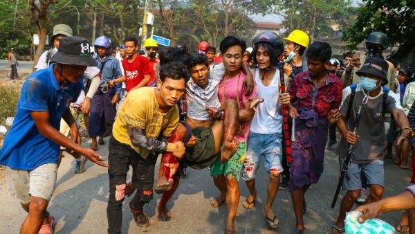A resident injured during a demonstration