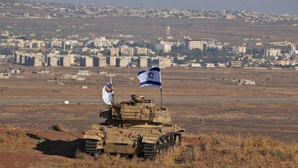 An Israeli tank on the occupied Golan Heights 