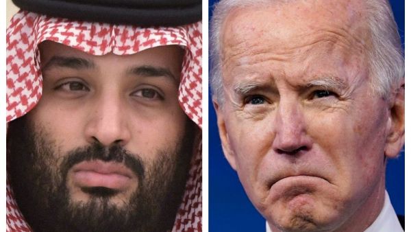 A composite image of Crown Prince Mohammed and President Joe Biden. AP Photo/Susan Walsh/Sputnik via AFP Crown Prince Mohammed and President Joe Biden