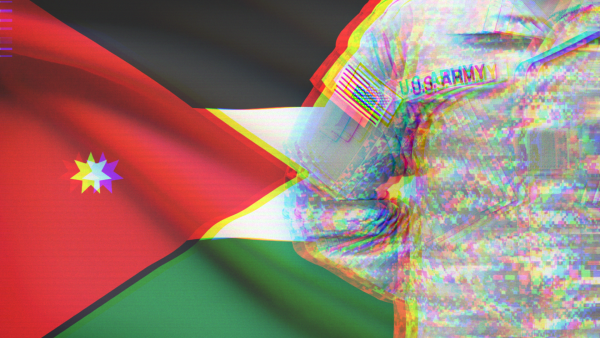 US solider and Jordanian flag