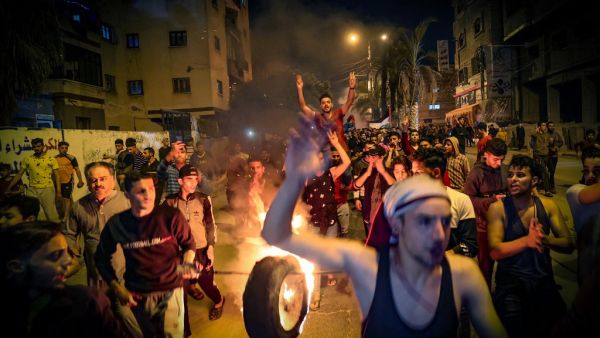 Palestinians during a rally in Gaza 