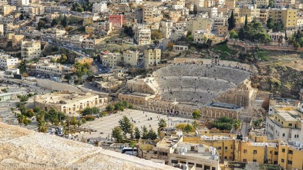 A view of the Roman Theater in downtown Amman