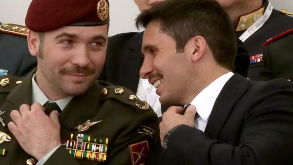 Jordan's Prince Hamzah bin al-Hussein (R) and Prince Hashem bin al-Hussein 