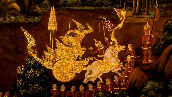 Art wall on the myth of Ramayana story