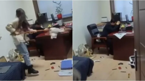 موظفة تضرب مديرها لتحرشه بها