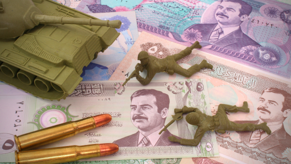 Currency From Iraq with Bullets and Plastic Soldiers