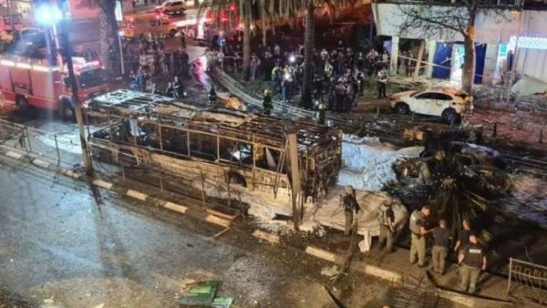 جانب من القصف الصاروخي على المستوطنات الاسرائيلية