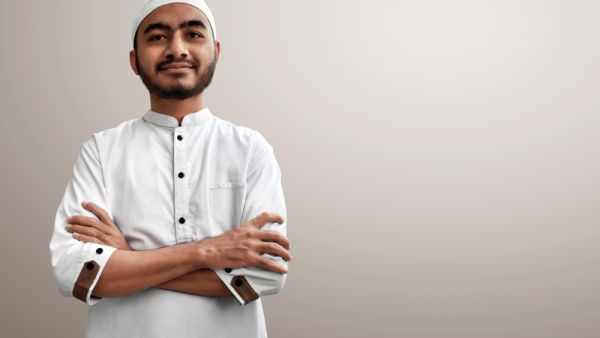 Muslim man smiling