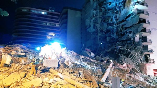 A building partially collapsed in the Miami