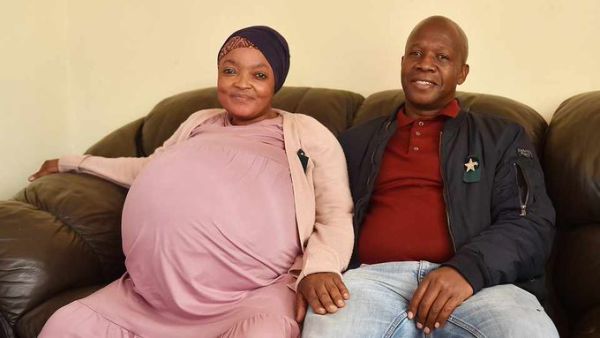 Gosiame Sithole, 37, gave birth to her decuplets – two more than doctors had earlier detected during the medical scans – at a hospital in Pretoria last night, said her husband Teboho Tsotetsi