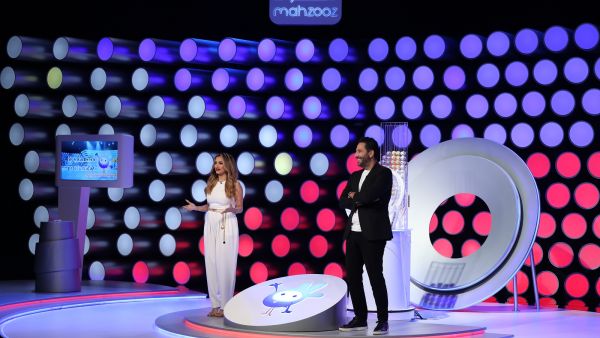 Wissam Braidy and Aishwarya Ajit during the 29th Mahzooz live weekly draw Mahzooz Makes Its 10th Millionaire of 2021
