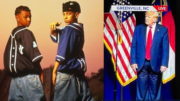 Was Trump  wearing his pants backwards?