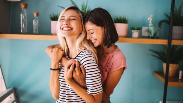 LGBT Lesbian couple love moments happiness concept