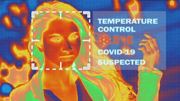 Simulation of body temperature check by thermoscan 