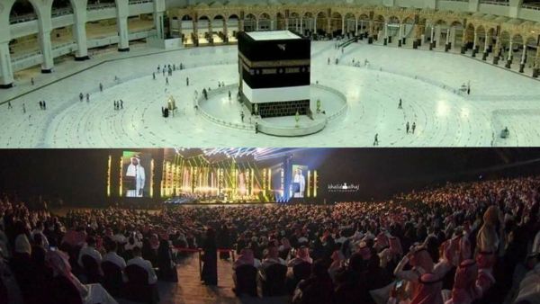 Pilgrims in Mecca compared to attendees of Mohammed Abdo concert in Jeddah. (Twitter) A lot of people are attending Jeddah Concerts amid easy measures.