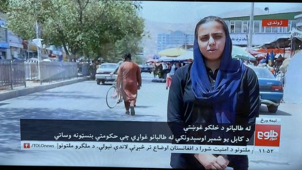 A woman journalist in downtown Kabul