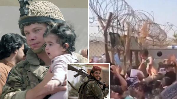 أفغانيات يلقين أطفالهن خلف الأسلاك الشائكة